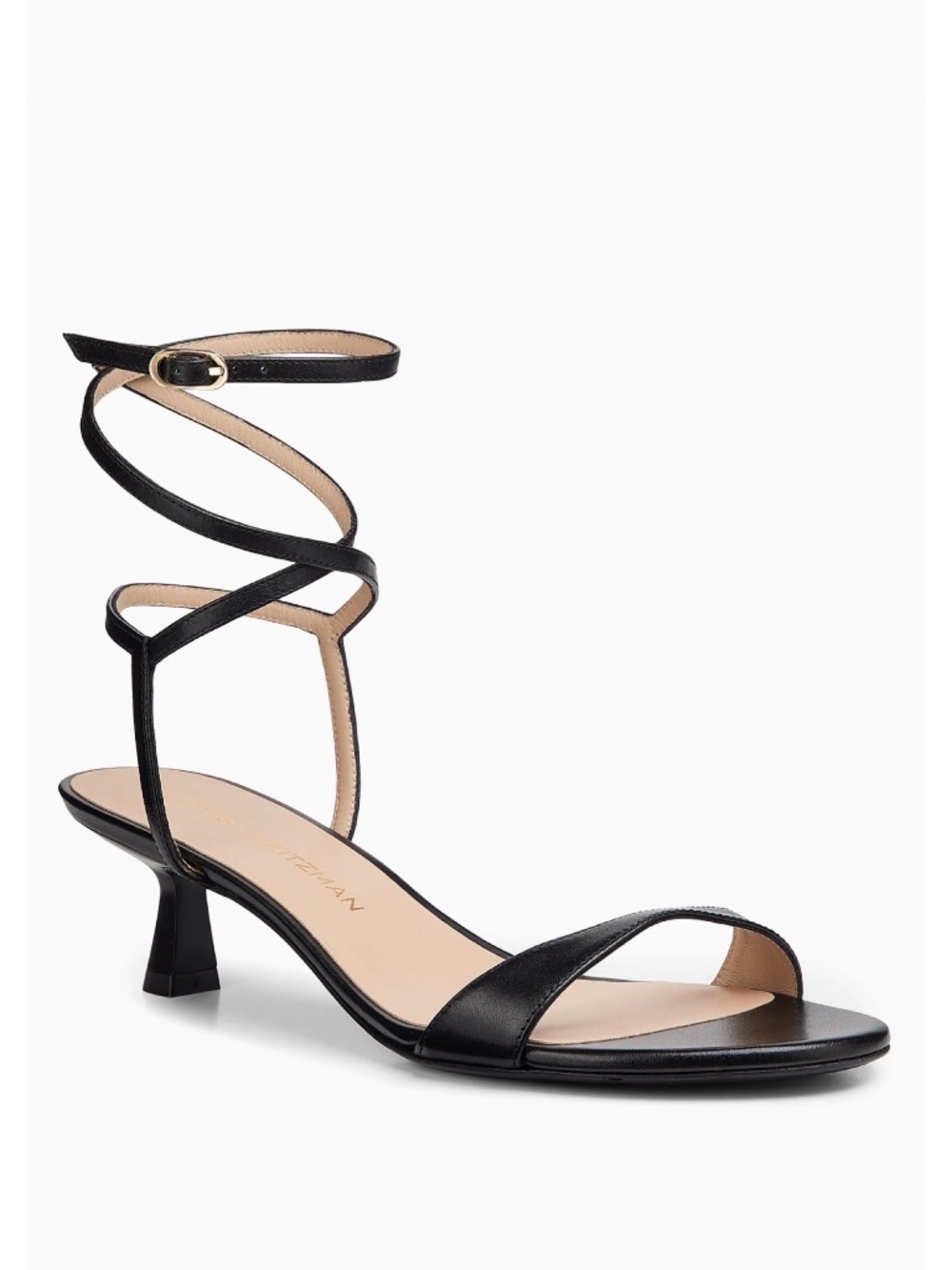 New Stuart Weitzman Nudist Wrap 50MM Leather Sandals Black Sz 7.5